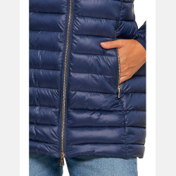 Przejściowa PUCHOWA kurtka damska GRANATOWA  z kapturem MORAJ